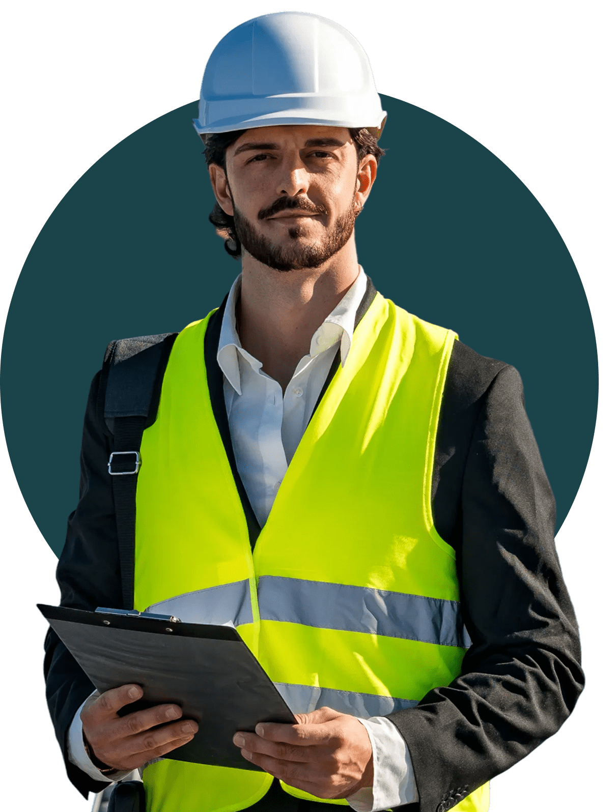 Man in hard hat with clipboard